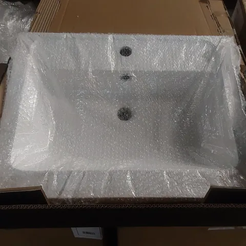 BOXED AQUA DART HARBY 600mm STONE RESIN BASIN - WHITE (1 BOX)