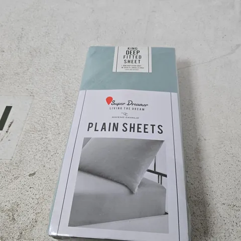 KING DEEP FITTED SHEET – KING SIZE (W154 X L200 X D38 CM) – LIGHT BLUE, SUPER DREAMER
