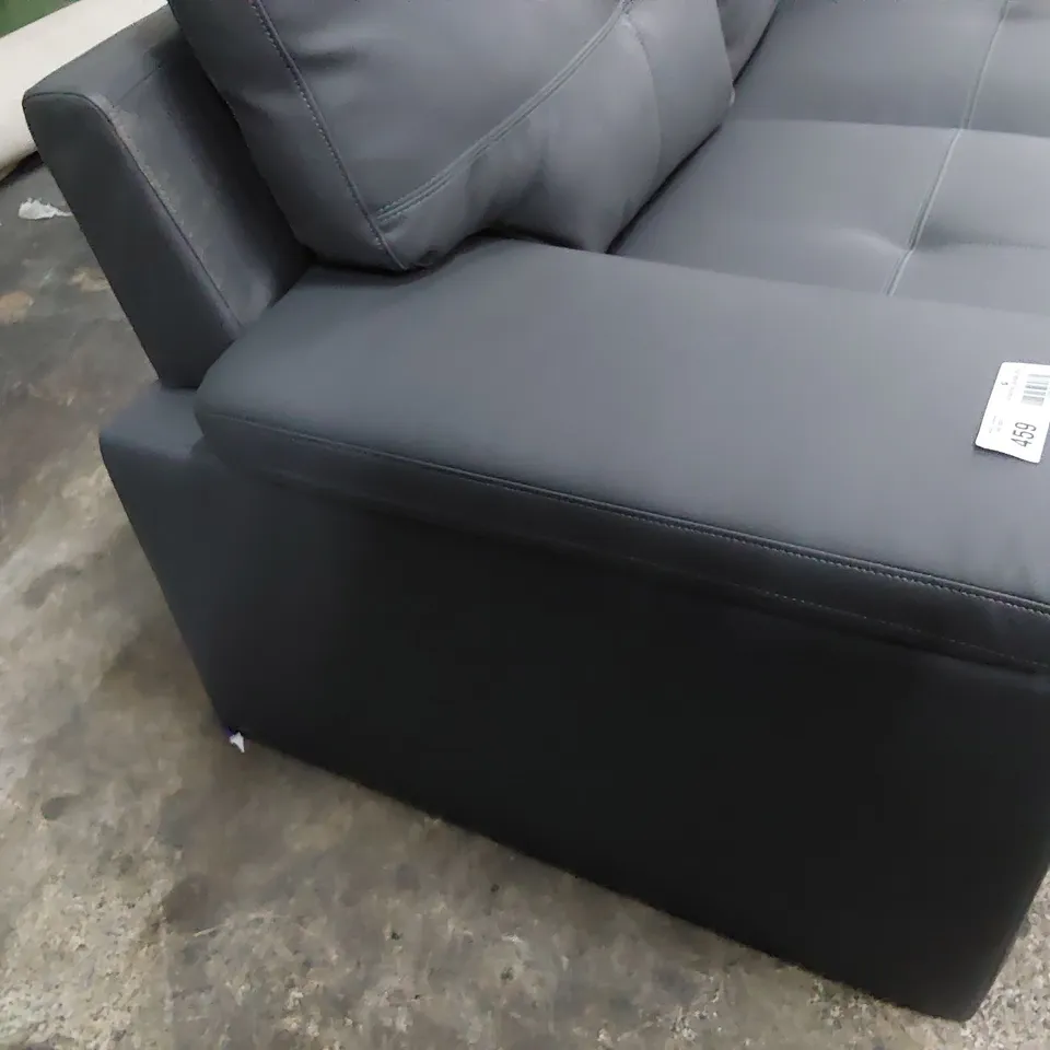 DESIGNER TWO SEATER SOFA GREY LEATHER 