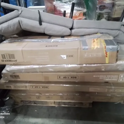 PALLET CONTAINING VARIOUS INCOMPLETE BOXED FURNITURE PARTS AND OTHER HOUSEHOLD ITEMS ETC.