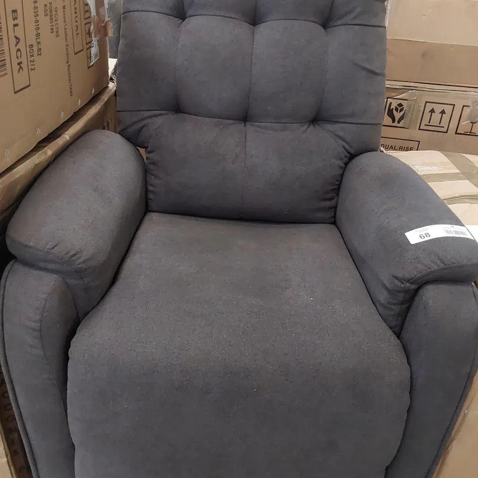 DESIGNERPUSH BACK RECLINING EASY CHAIR CHARCOAL FABRIC 