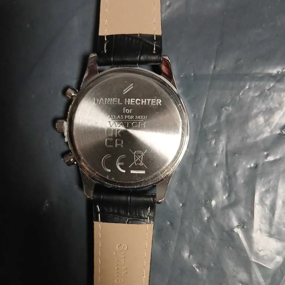 DANIEL HECHTER PARIS CHRONOGRAPH WATCH – BLACK DIAL, ORANGE SUB-DIALS, LEATHER STRAP