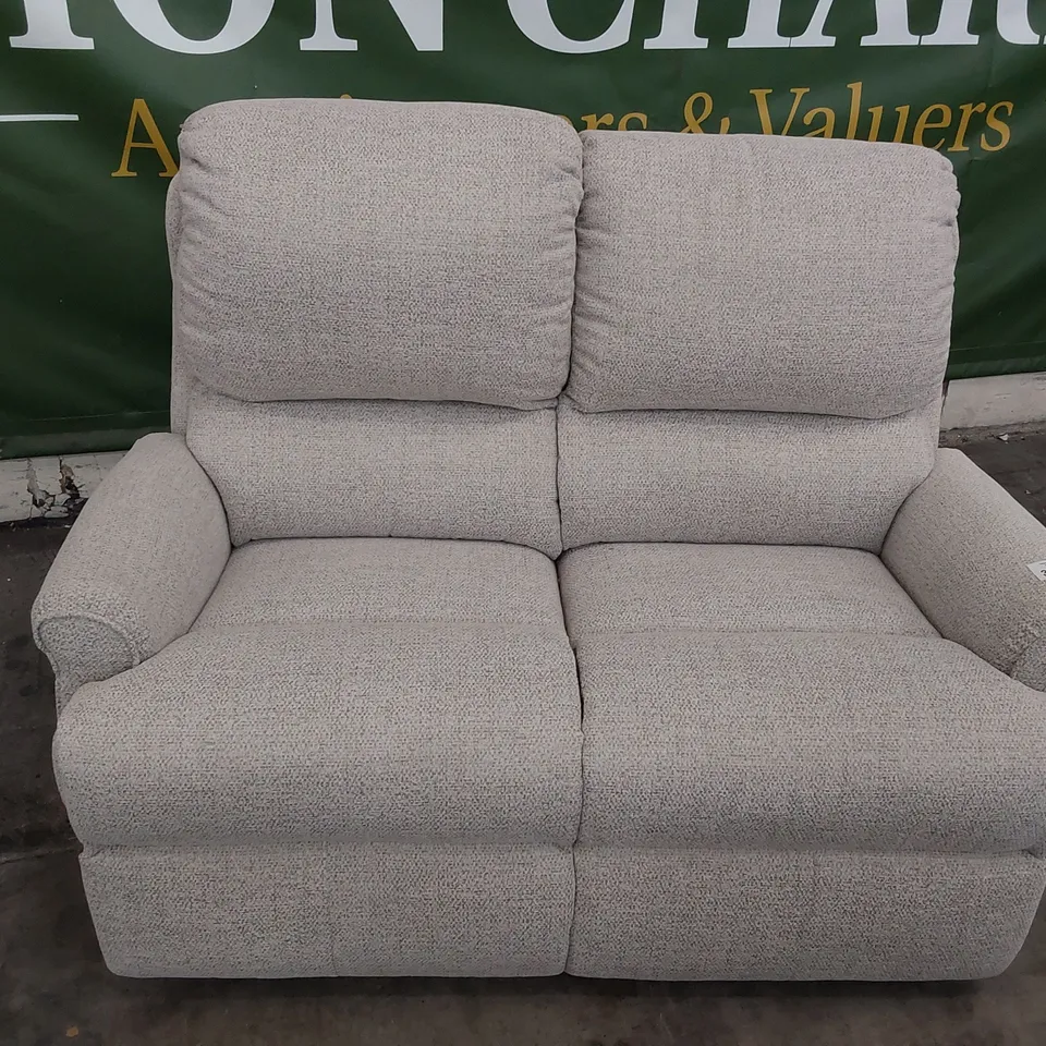 QUALITY BRITISH DESIGNER G PLAN NEWMARKET TWO SEATER SOFA SPECKLE FAWN FABRIC 