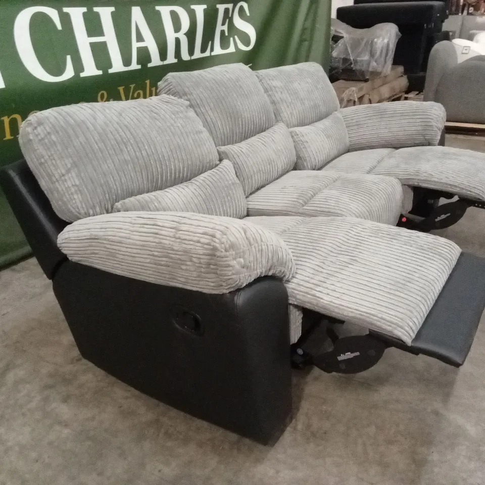 SIENNA FABRIC/FAUX LEATHER HIGH BACK 3 SEATER RECLINER SOFA RRP £849