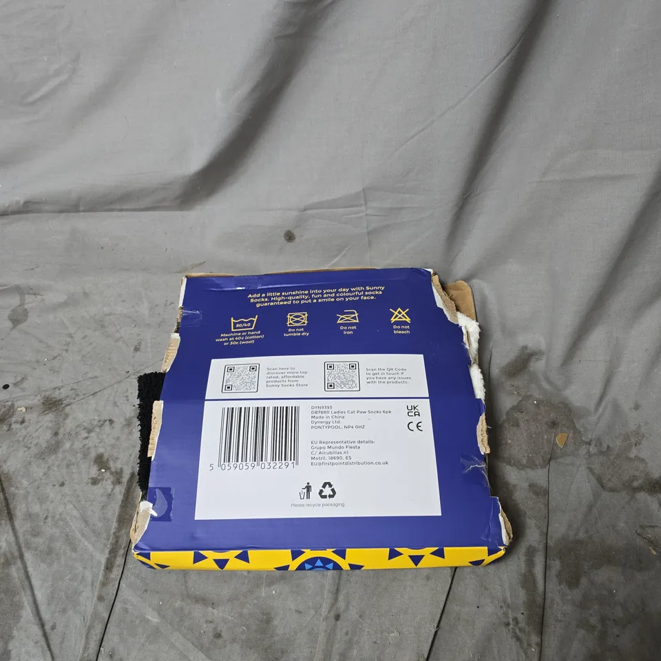 SUNNY SOCKS 6 PACK CAT PAW SOCKS BOXED