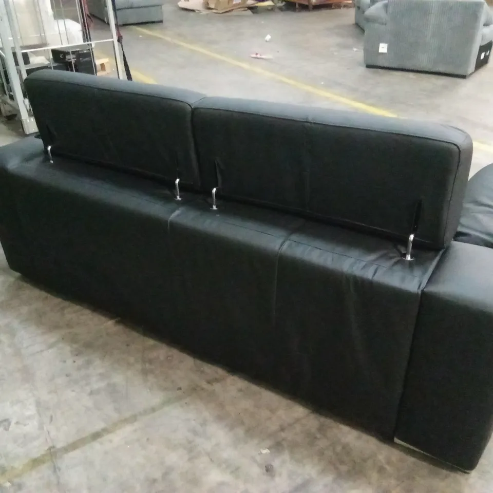 BRADY 100% PREMIUM LEATHER 3 SEATER SOFA - BLACK RRP £1149