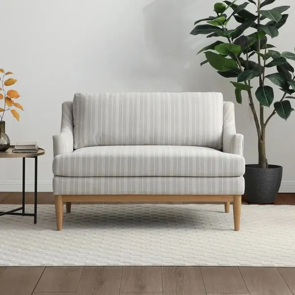 BOXED ZELLA NATURAL STRIPED CHENILLE 2 SEATER SOFA (1 BOX)