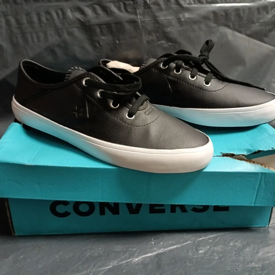 BOXED PAIR OF CONVERSE SHOES IN BLACK SIZE UK 3