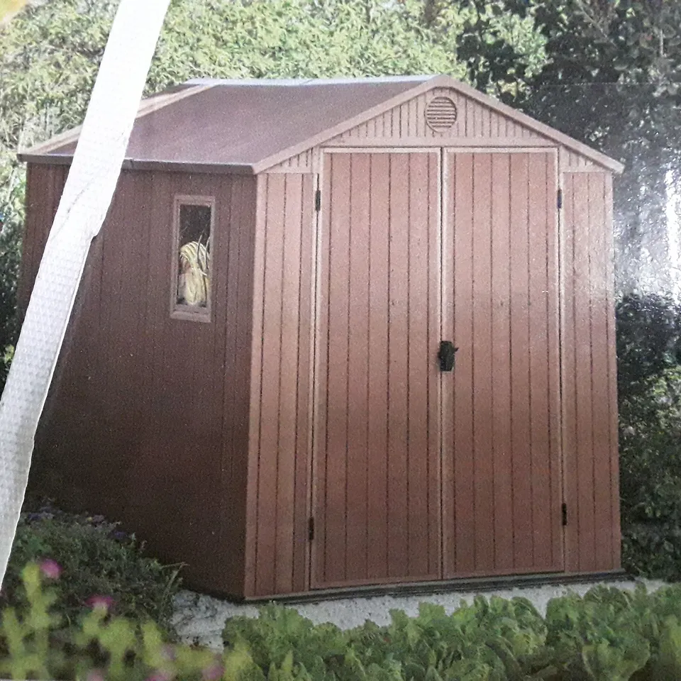 BOXED KETER DARWIN 6 FT. W X 8 FT. D APEX OUTDOOR GARDEN SHED (2 BOXES)