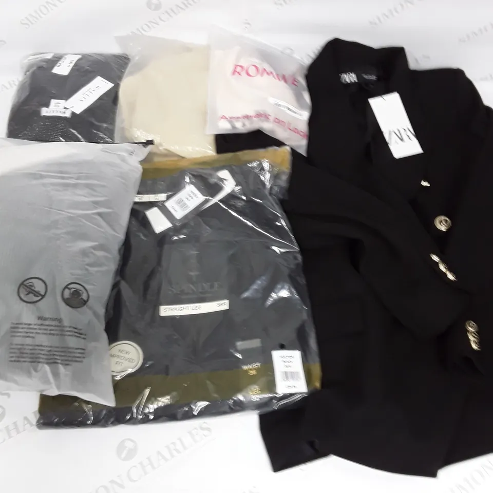 LARGE BOX OF ASSORTED CLOTHING TO INCLUDE ZARA, SPINDLE AND WALLIS