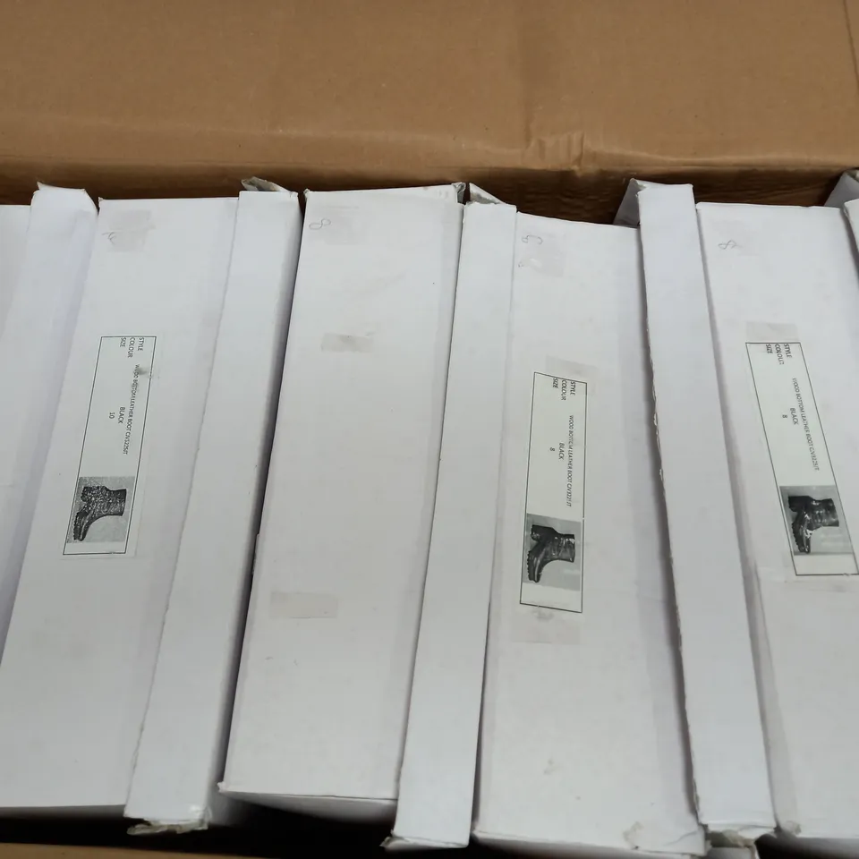 5 BOXED PAIRS OF SILENCE+NOISE WOOD BOTTOM LEATHER BOOTS TO INCLUDE SIZES 8, 9