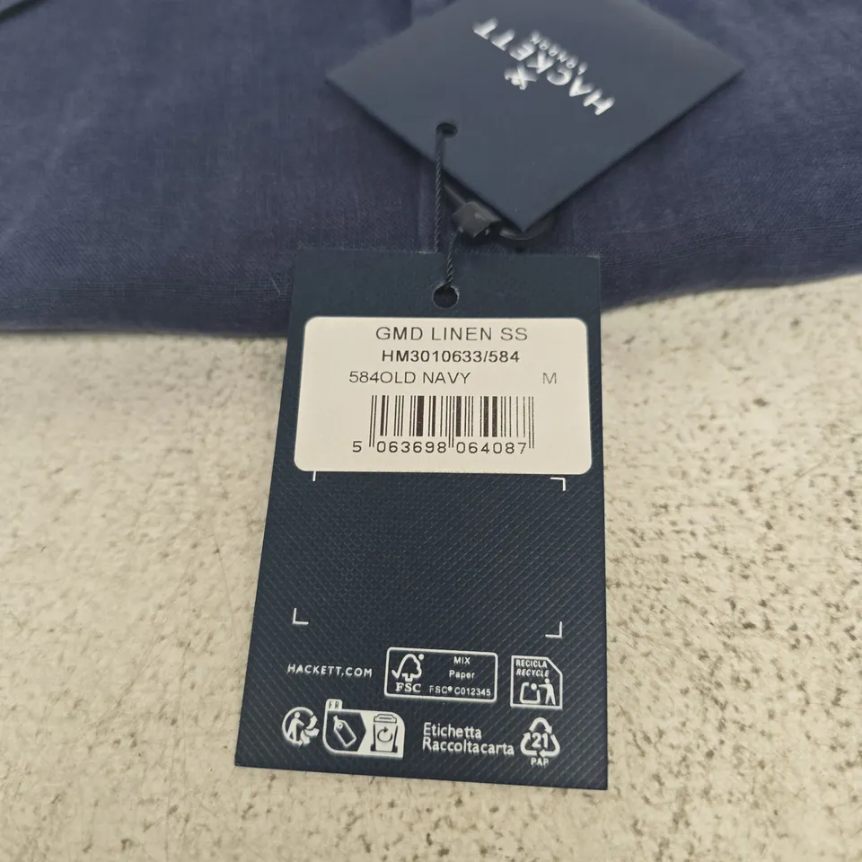 HACKET LONDON SHORT SLEEVE SHIRT NAVY MEDIUM