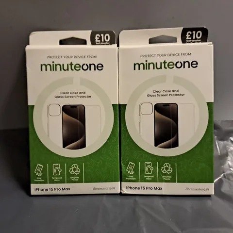 BOX OF APPROXIMATELY 35 MINUTE ONE IPHONE 15 PRO MAX CLEAR CASE & GLASS SCREEN PROTECTOR 