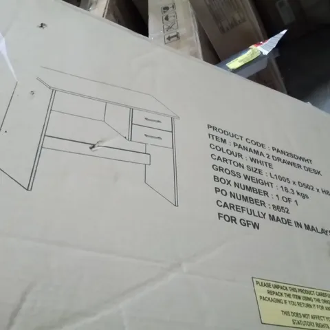 BOXED RYAN 2 DRAWER DESK