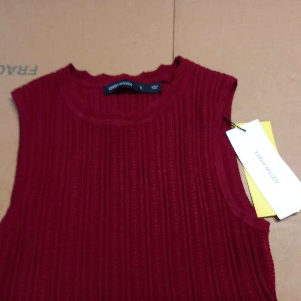 KAREN MILLEN RED RIBBED DRESS - S