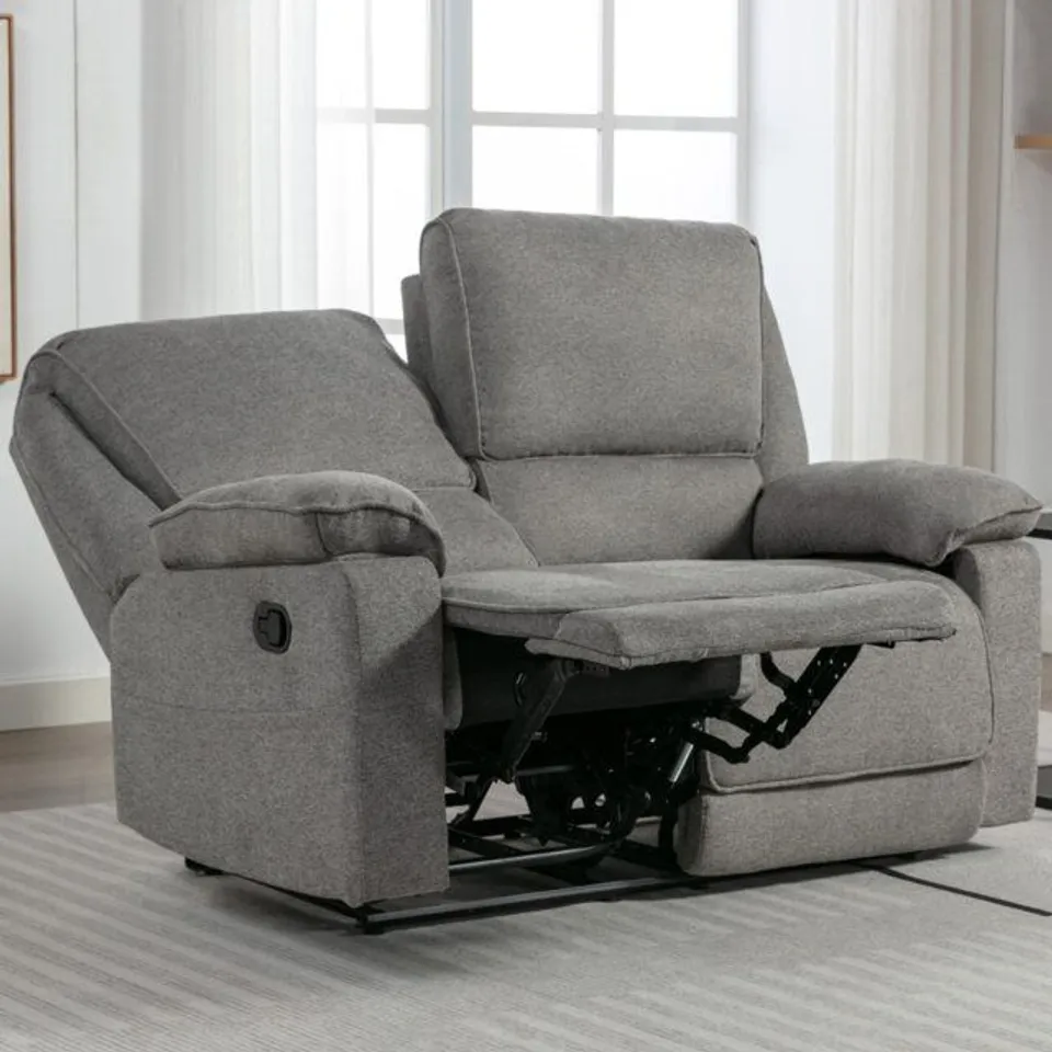 BOXED SYDNEY LATCH RECLINER 2 SEATER SOFA -GREY-