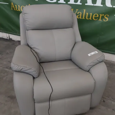 QUALITY BRITISH DESIGNER G PLAN KINGSBURY POWER RECLINING EASY CHAIR CAMBRIDGE GREY LEATHER 