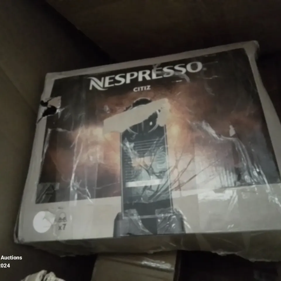 PALLET CONTAINING VARIOUS ASSORTED ITEMS TO INCLUDE:NESPRESSO CITIZ, OFFICE CHAIR, EASEL TRIPOD TV STAND, MOSQUITO NET ETC.