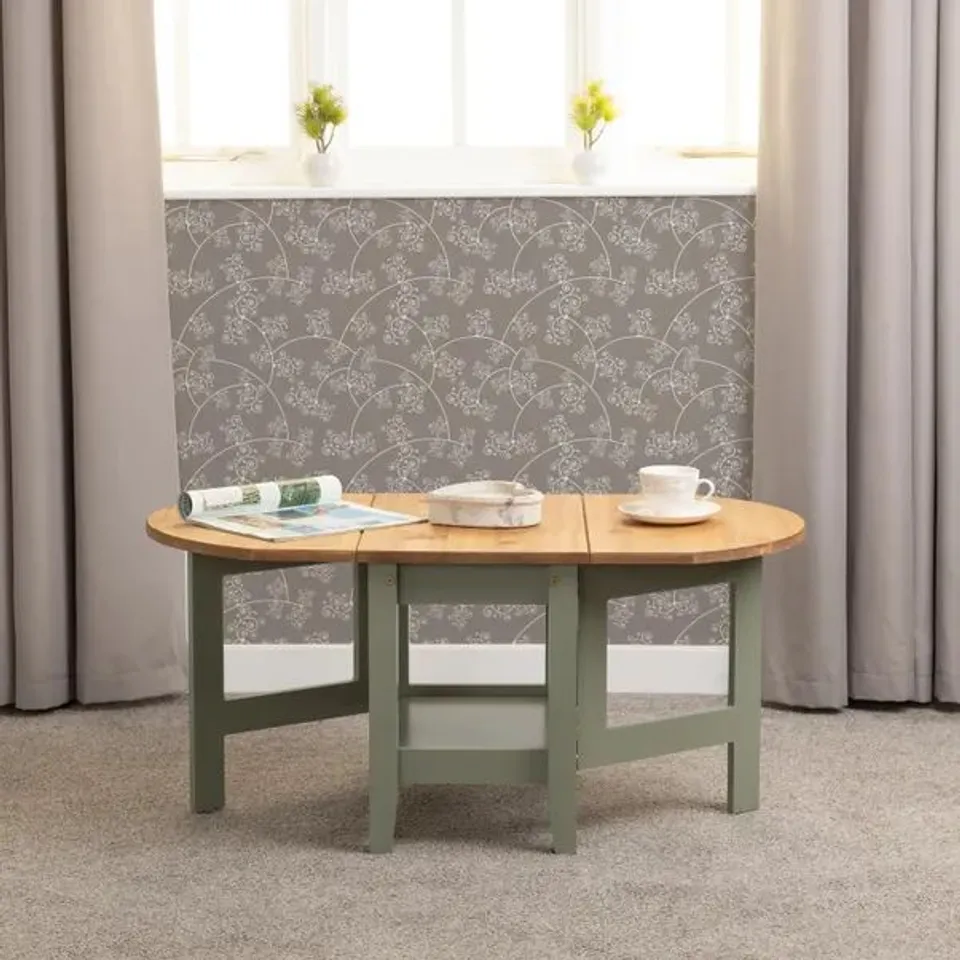BOXED SANTOS DROP LEAF COFFEE TABLE - GREEN (1 BOX)