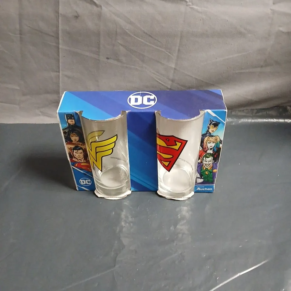 DC COLLECTION DRINKING GLASSES, WONDER WOMAN AND SUPERMAN