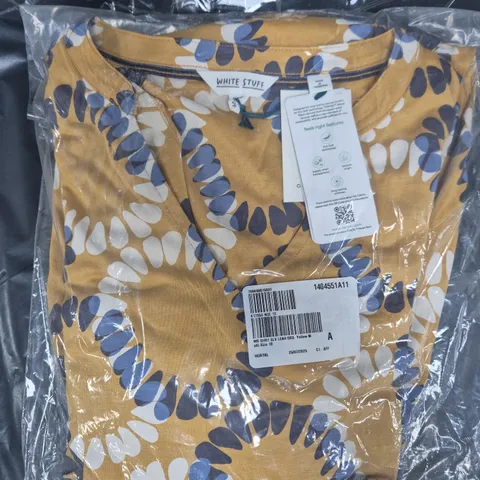 SEALED WHITE STUFF SHORT SLEEVE LEAH DRESS IN YELLOW MULTI SIZE 18