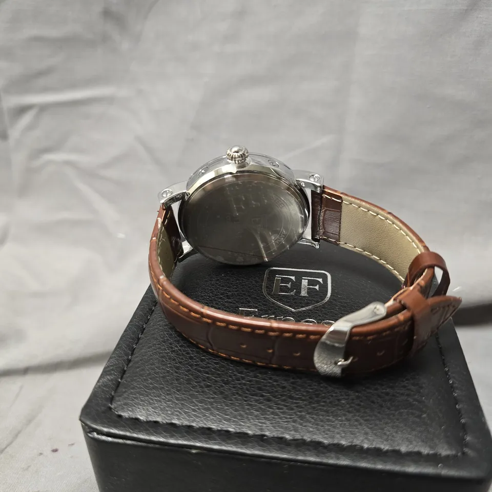 MENS ERNEST FERDINAND WATCH – SUB DIALS – LEATHER STRAP – GIFT BOX