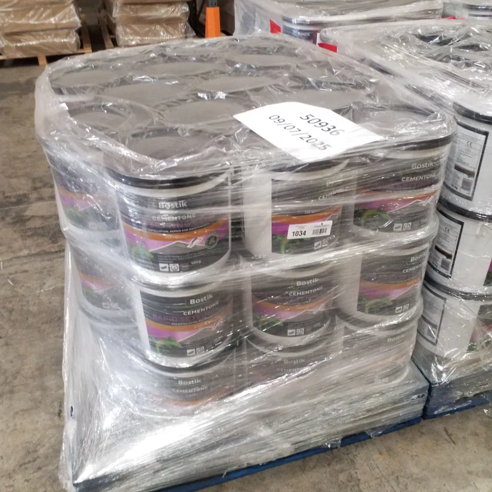PALLET CONTAINING APPROXIMATELY 45 BUCKETS OF BOSTIK CEMENTONE RAPID SETTING WATERPROOF CEMENT 10KG