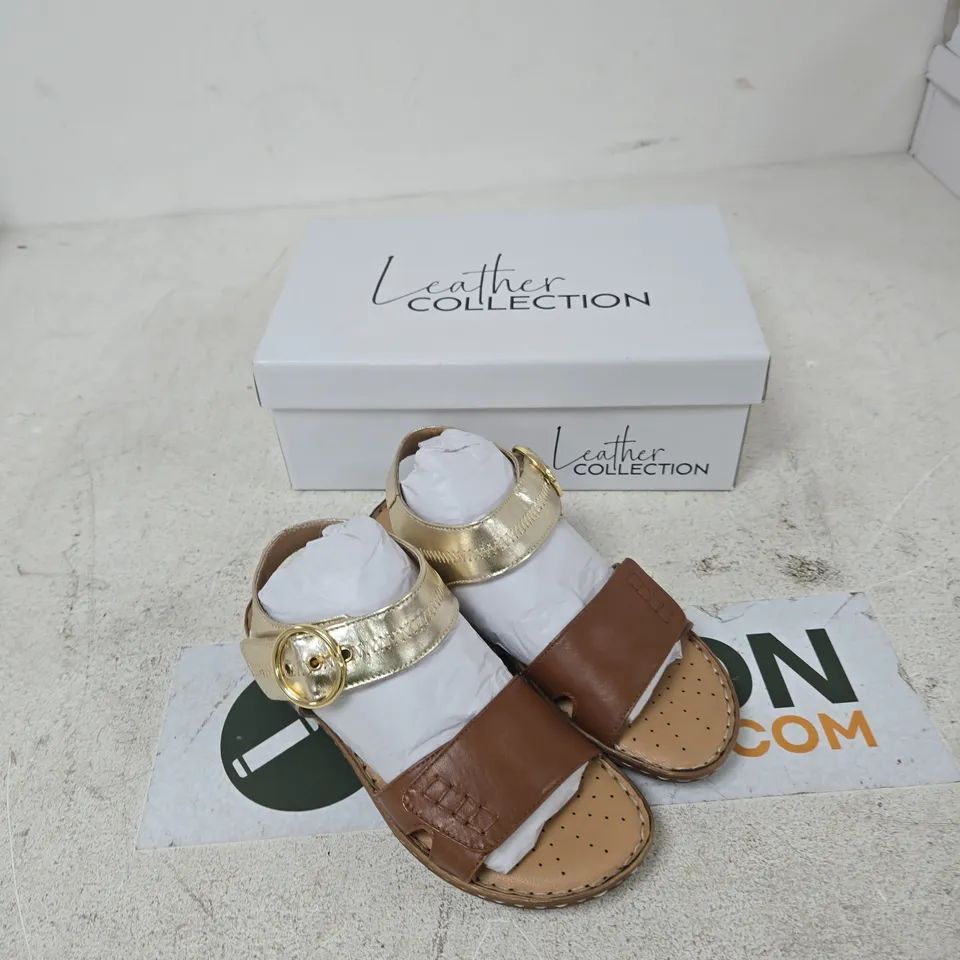 LEATHER COLLECTION NATASHA SANDALS – TAN, SIZE 4