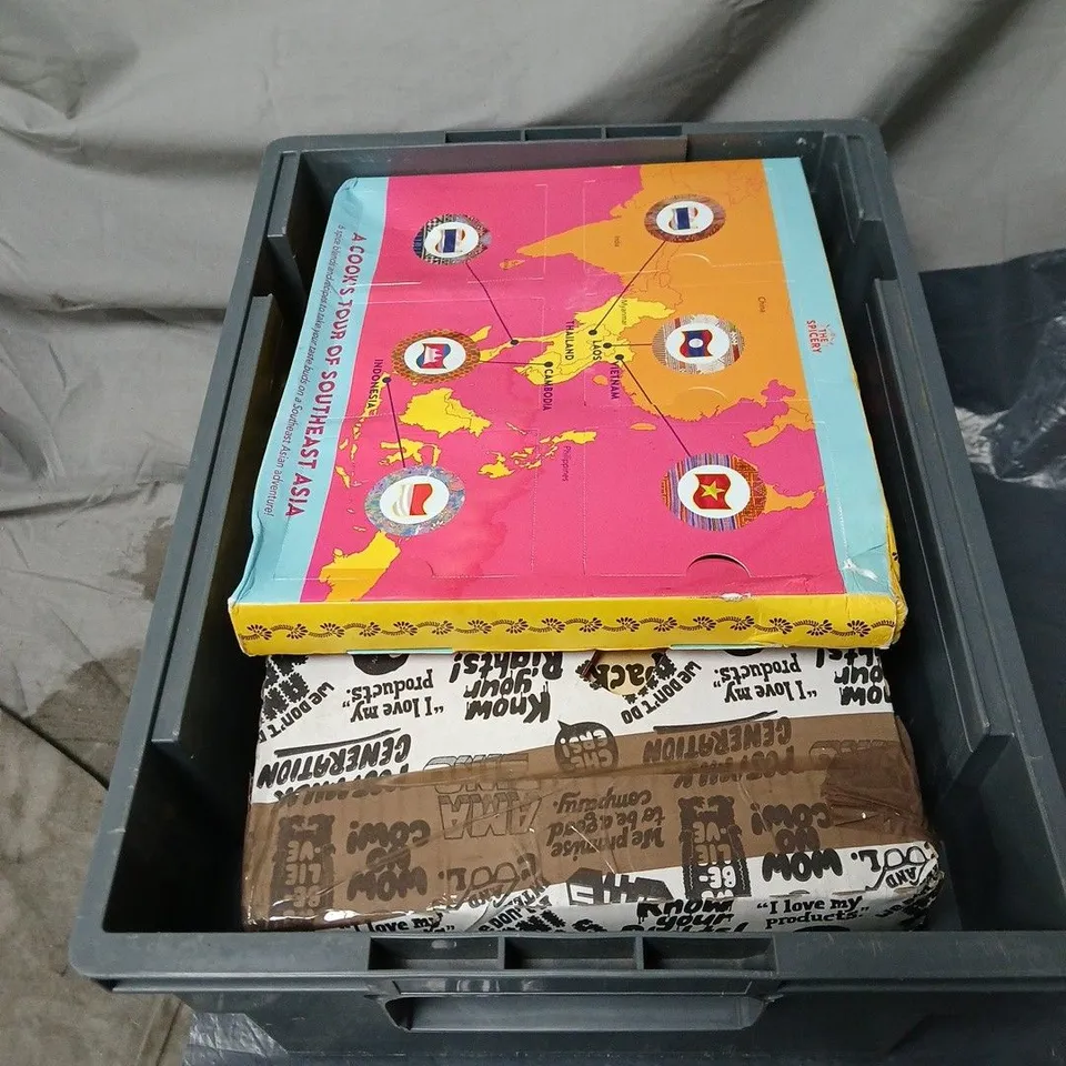 APPROXIMATELY 10 ASSORTED FOOD AND DRINK ITEMS TO INCLUDE OATLY, MALTESERS, POPCORN ETC