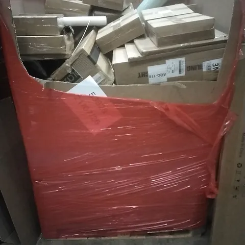 PALLET OF ASSORTED HOUSEHOLD GOODS AND PRODUCTS TO INCLUDE; CEILING FAN WITH LIGHT, BOXED FURNITURE ETC