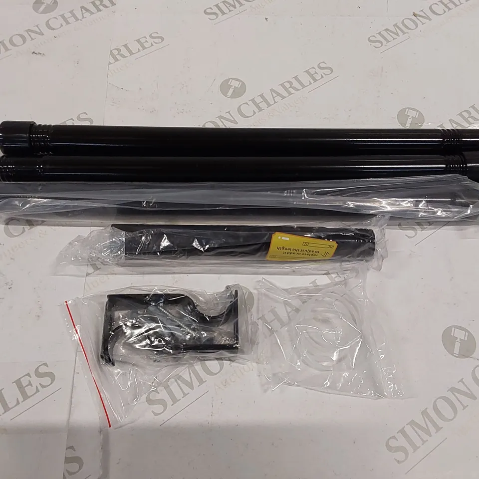 BOXED CURTAIN POLES WITH CAPS - BLACK, SIZE UNSPECIFIED (1 BOX)