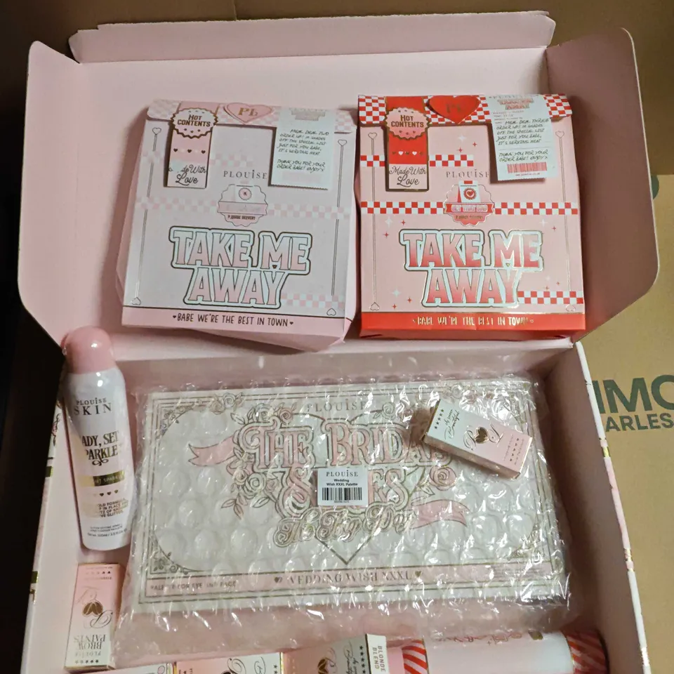 LOT OF 10 ASSORTED PLOUISE COSMETIC ITEMS TO INCLUDE EYE & FACE PALETTE, GLITTER SETTING SPRAY AND EYEBROW PAINT