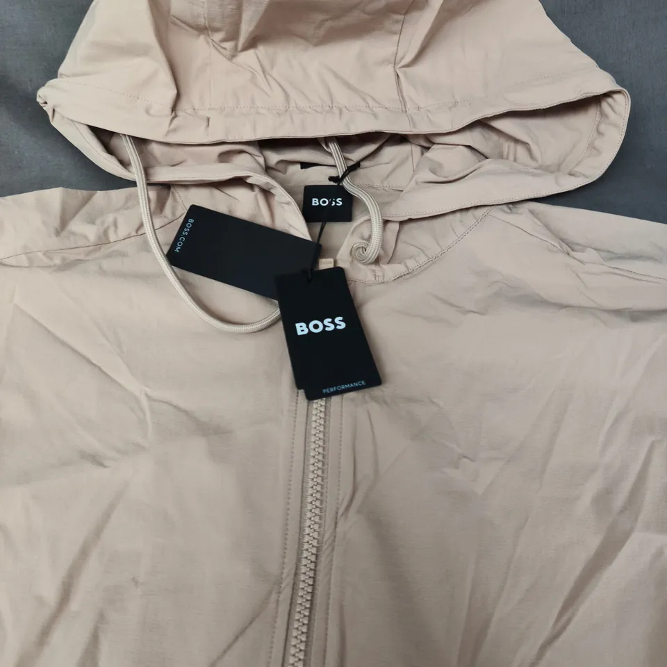 HUGO BOSS HOODED JACKET - BEIGE, UK XL