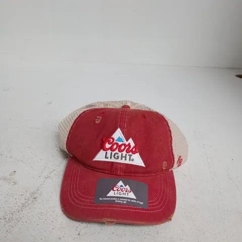 COORS LIGHT BASEBALL CAP β RED FRONT, BEIGE MESH BACK, LICENSED CAP (ORIGINAL RETRO BRAND)