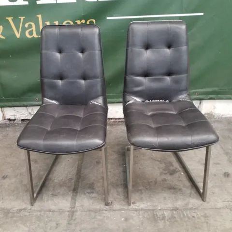SET OF 2 BLACK LEATHER CHAIRS