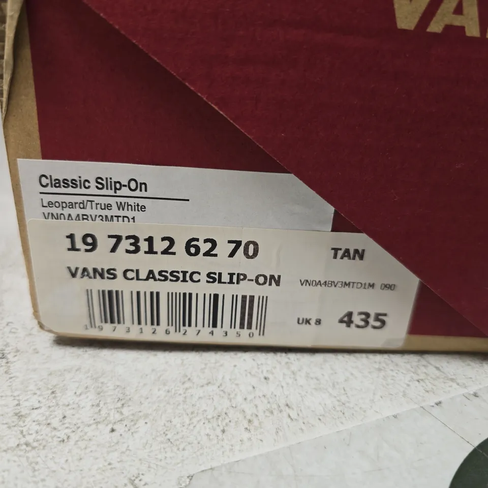 VANS CLASSIC SLIP-ON SHOES – LEOPARD PRINT, UK 8