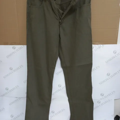HACKETT LONDON KHAKI TAPERED COTTON BLEND TROUSERS - 32R