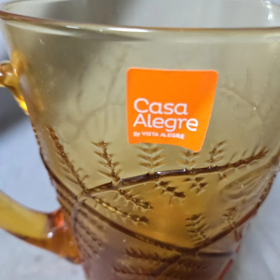 CASA ALEGRE BY VISTA ALEGRE GLASS PITCHER – AMBER GRADIENT WITH ETCHED PATTERN