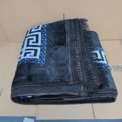 COTTON KING RUG – BLUE/BLACK GREEK STYLE PATTERN, 200 X 300 CM