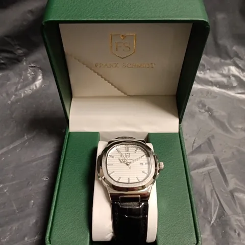 MENS FRANK SCHMIDT WATCH – TEXTURED DIAL WITH DATE – LEATHER STRAP