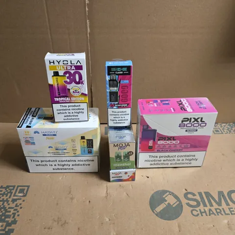 LOT OF APPROXIMATELY 14 ASSORTED ELECTRONIC CIGARETTE ITEMS TO INCLUDE HAYATI RUBIK, PIXL 8000 AND SIKE