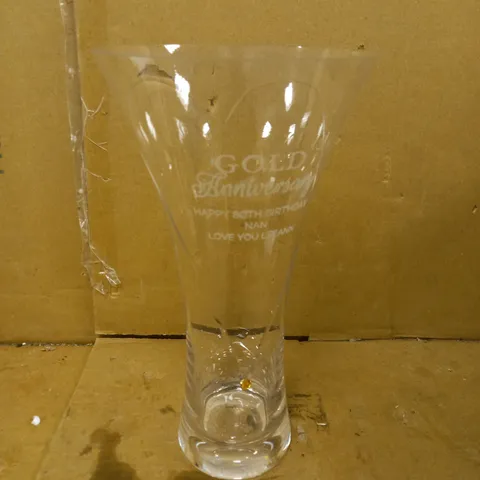 PERSONALISED LARGE GLASS VASE - HAPPY BIRTHDAY  
