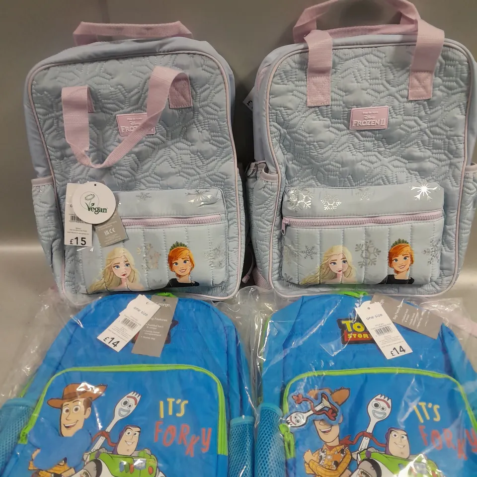 4 X CHILDRENS SCHOOL BACKPACKS TO INCLUDE TOY STORY & FROZEN II