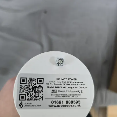 UVCE EUROPE IMMERSION HEATER – 14IN LENGTH, 2.7KW, 230–240V, MODEL 14UNVNC