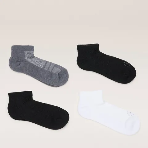 TOMMIE COPPER SET OF 4 INFRARED COMPRESSION ANKLE SOCKS BLACK/GREY/WHITE