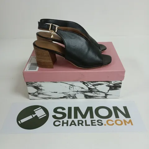 BOXED PAIR OF MODA IN PELLE LONNIA HIGH VAMP UPPER BLOCK SANDAL IN BLACK LEATHER - SIZE 39