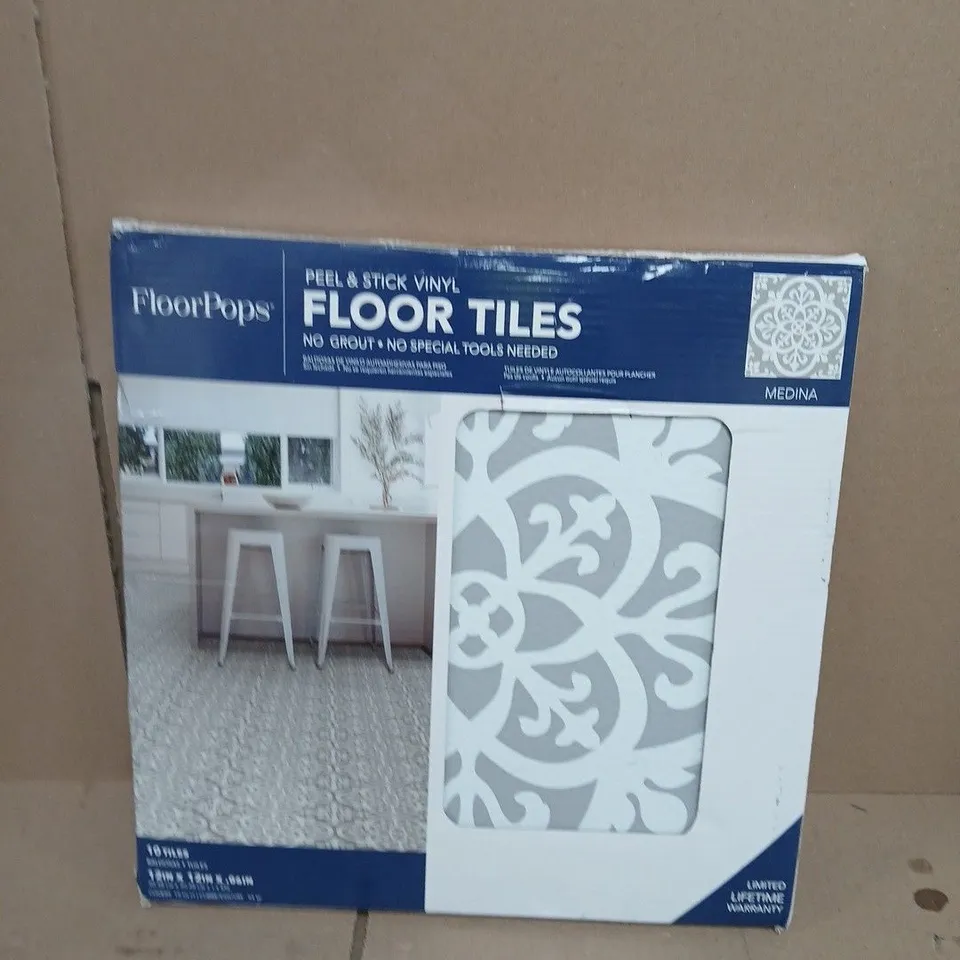 FLOORPOPS MEDINA PEEL & STICK VINYL FLOOR TILES - 10 TILES