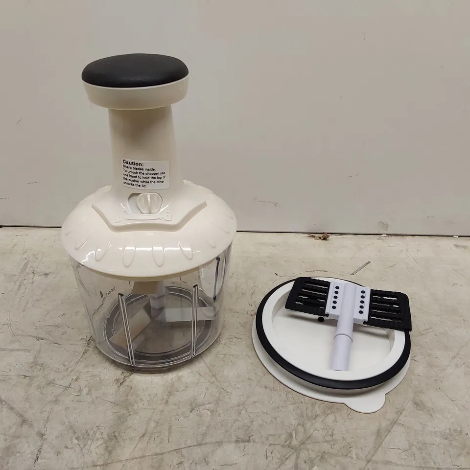 BOXED COOKS ESSENTIALS 5 BLADE PRESS CHOPPER WITH STORAGE LID - WHITE (1 BOX)