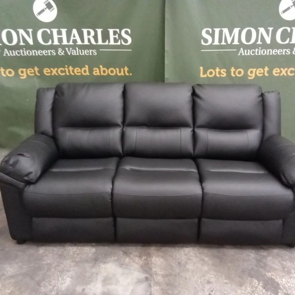 ALBION LUXURY FAUX LEATHER HIGH BACK 3 SEATER SOFA - BLACK RRP £569