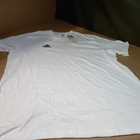 ADIDAS WHITE/LOGO V NECK FITNESS TEE - 2XL